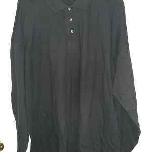 3XL black longsleeve polo shirt 32" pit 34" length
